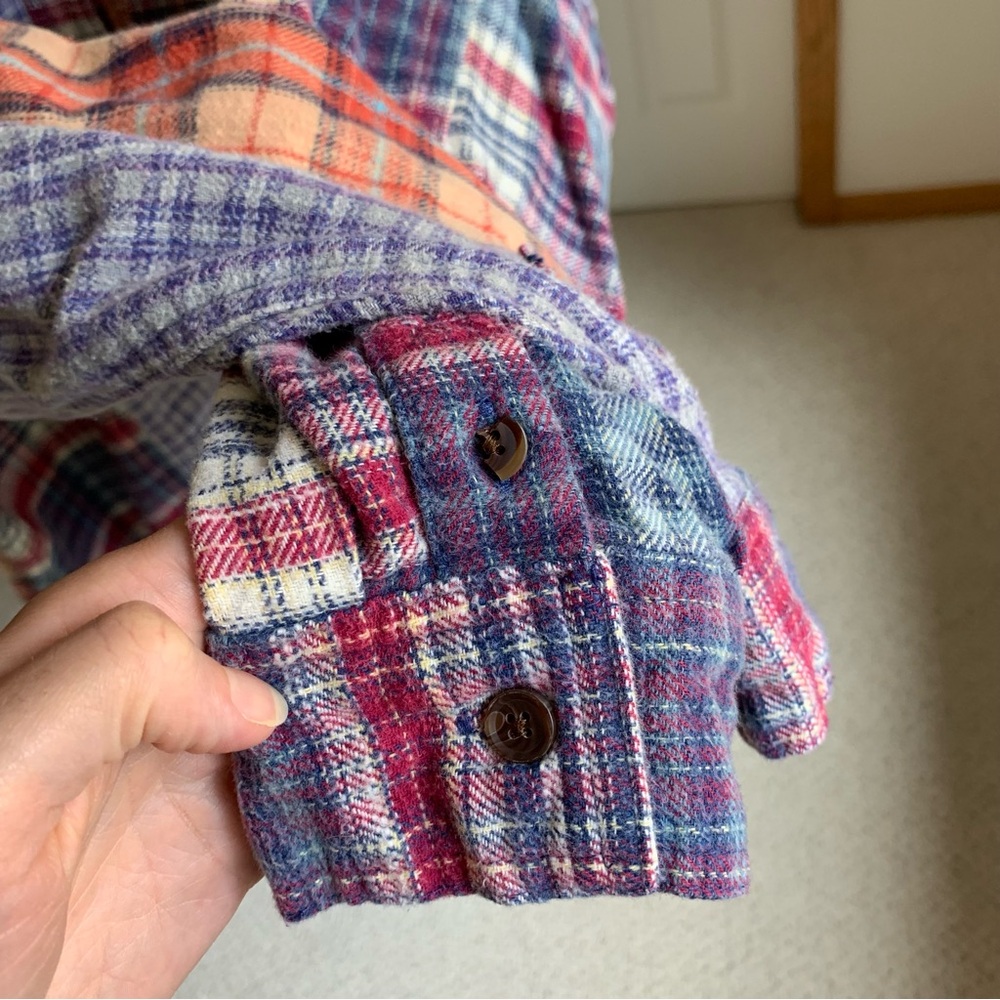 Bdg Patchwork Plaid Flannel Button Down Shirt Wom… - image 5